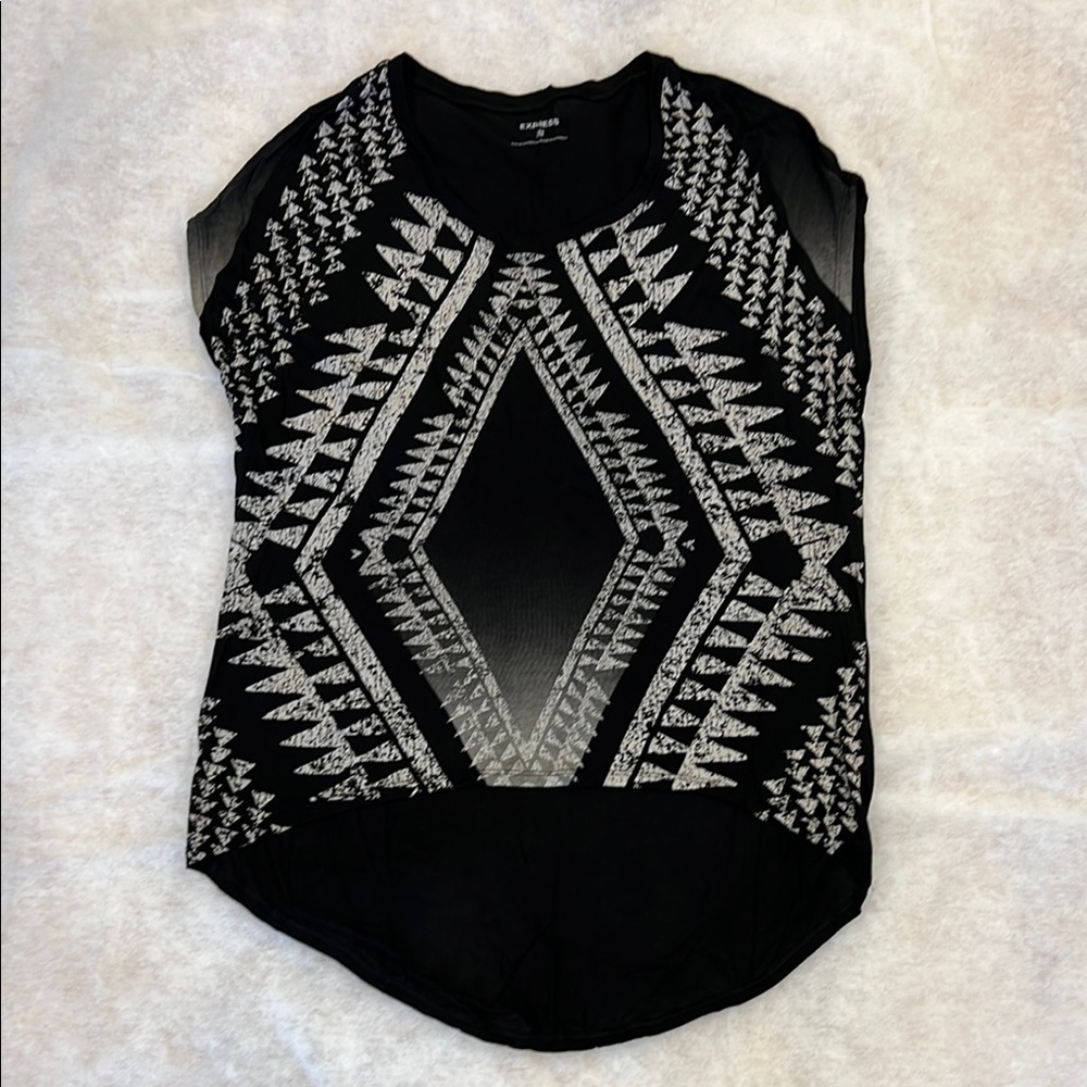 Express Graphic Black and White Sleeveless Muscle Tee